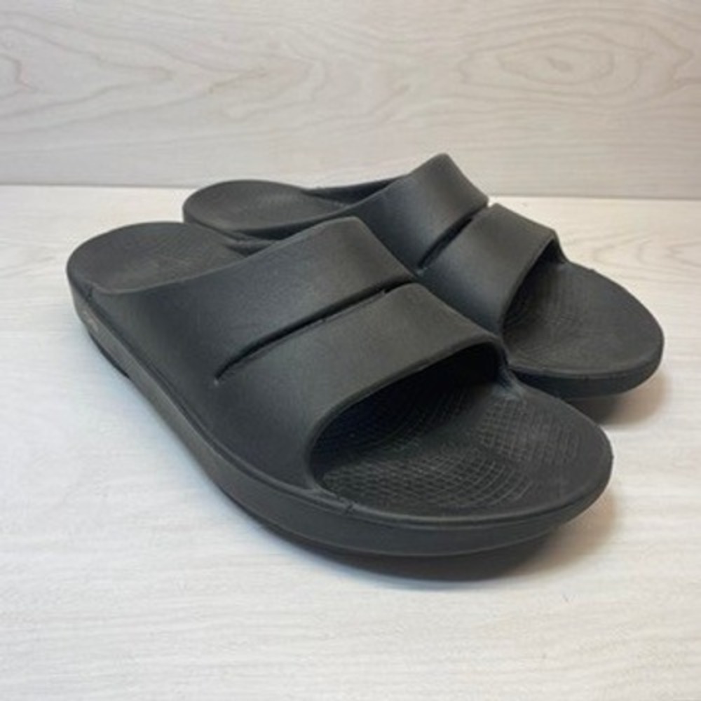 OOFOS Men 11 Women 13 OOahh Sport‎ Slide Sandals Black Recovery Comfort Shoes